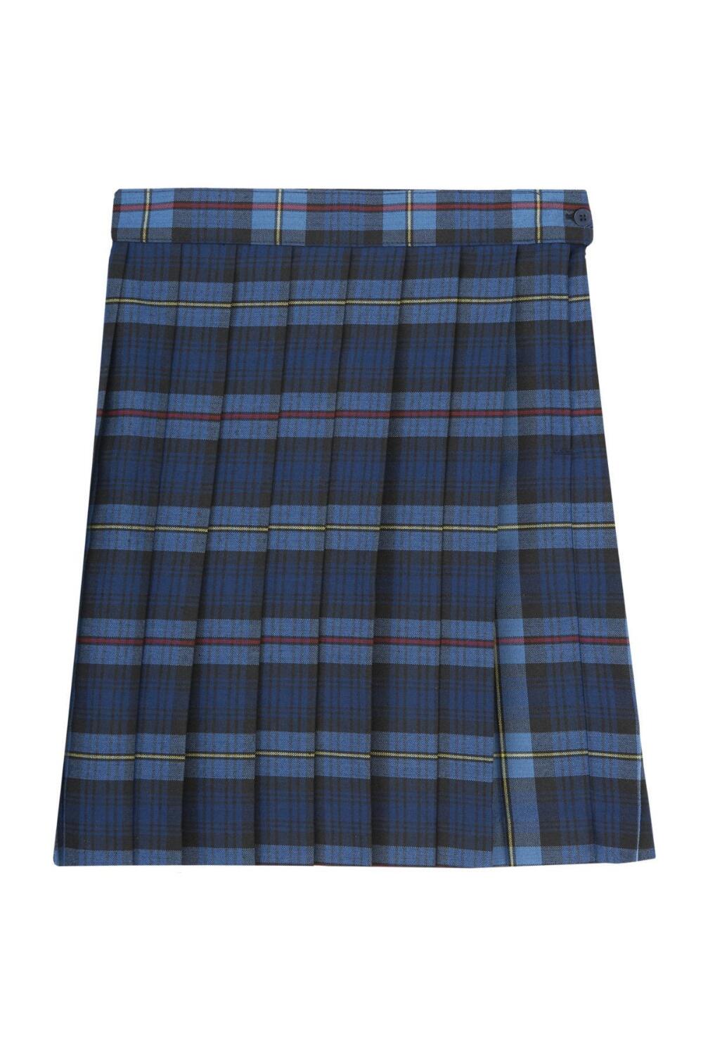 Blue red plaid top pleated skirt