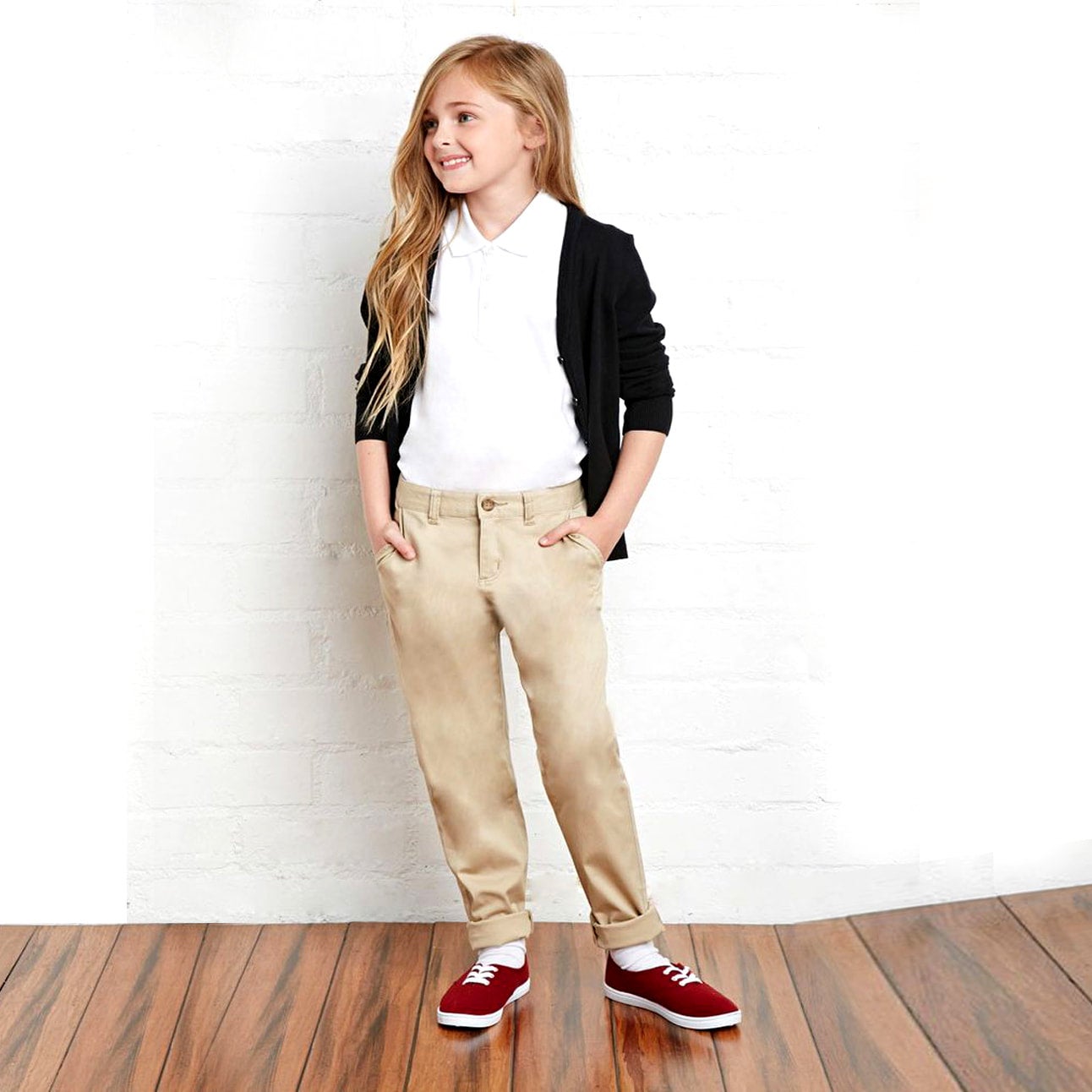 Khaki Pants for School Uniforms Kids Stretch Twill Skinny Leg Pant